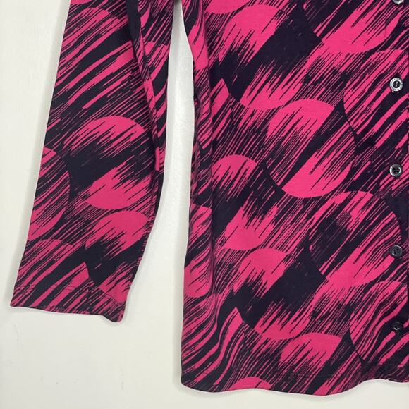 RAFAELLA Women's MEDIUM Sweater Button Front 3/4 Sleeves BLACK Dark PINK NWT - Picture 3 of 16